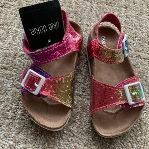 NEW OKIE DOKIE glitter rainbow sandals.